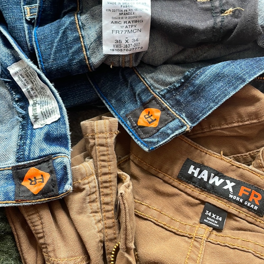 3 FR mens pants 34x34 various stages of wear